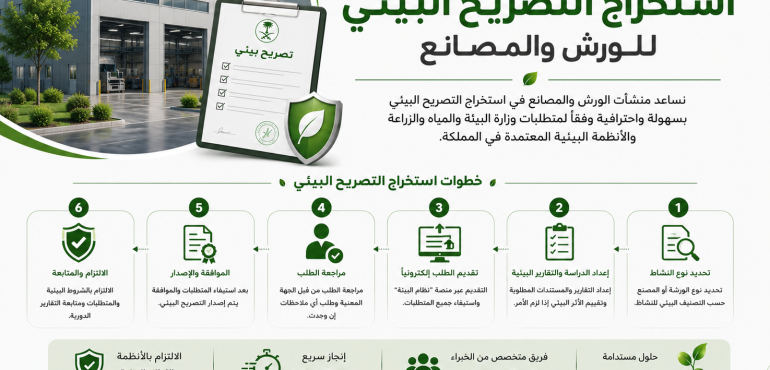 استخراج التصريح البيئي للورش والمصانع