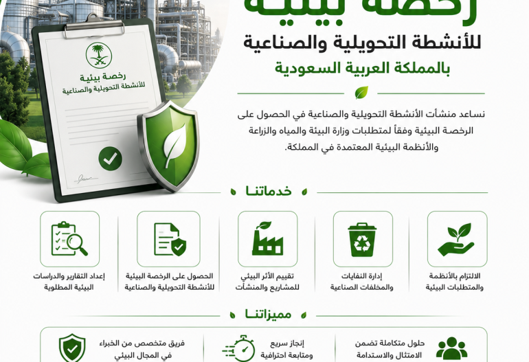 رخصة بيئية للأنشطة التحويلية والصناعية بالسعودية